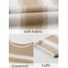 image:imageEVALESS Womens Sweater 2024 Fall Winter Crewneck Long Sleeve Color Block Striped Sweaters Casual Knit Pullover Jumper TopsStriped Khaki