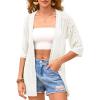 image:imageEVALESS Womens Crochet Knit Cardigan Sweaters Short Sleeve Open Front Kimonos Boho Cardigans Tops Lightweight VacationWhite