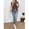 image:imageEVALESS Womens Long Sleeve Tops Fall Fashion 2026 Crewneck Color Block Ribbed Knit Casual Loose Fit Pullover ShirtsChestnut Brown