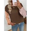 image:imageEVALESS Womens Long Sleeve Tops Fall Fashion 2026 Crewneck Color Block Ribbed Knit Casual Loose Fit Pullover ShirtsChestnut Brown