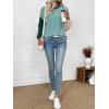 image:imageEVALESS Womens Long Sleeve Tops Fall Fashion 2026 Crewneck Color Block Ribbed Knit Casual Loose Fit Pullover ShirtsIndigo