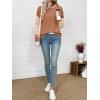 image:imageEVALESS Womens Long Sleeve Tops Fall Fashion 2026 Crewneck Color Block Ribbed Knit Casual Loose Fit Pullover ShirtsLight Brown