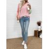 image:imageEVALESS Womens Long Sleeve Tops Fall Fashion 2026 Crewneck Color Block Ribbed Knit Casual Loose Fit Pullover ShirtsLight Pink