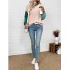 image:imageEVALESS Womens Long Sleeve Tops Fall Fashion 2026 Crewneck Color Block Ribbed Knit Casual Loose Fit Pullover ShirtsOatmeal