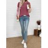 image:imageEVALESS Womens Long Sleeve Tops Fall Fashion 2026 Crewneck Color Block Ribbed Knit Casual Loose Fit Pullover ShirtsPitaya Pink