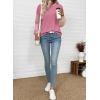 image:imageEVALESS Womens Long Sleeve Tops Fall Fashion 2026 Crewneck Color Block Ribbed Knit Casual Loose Fit Pullover ShirtsSachet Pink
