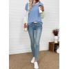 image:imageEVALESS Womens Long Sleeve Tops Fall Fashion 2026 Crewneck Color Block Ribbed Knit Casual Loose Fit Pullover ShirtsSky Blue
