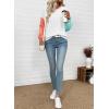 image:imageEVALESS Womens Long Sleeve Tops Fall Fashion 2026 Crewneck Color Block Ribbed Knit Casual Loose Fit Pullover ShirtsWhite