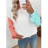 image:imageEVALESS Womens Long Sleeve Tops Fall Fashion 2026 Crewneck Color Block Ribbed Knit Casual Loose Fit Pullover ShirtsWhite