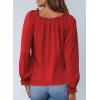 image:imageEVALESS Womens Tops Off The Shoulder Blouses for Women Dressy Casual Cute Puff Sleeve T Shirts Fashion 2026Fiery Red