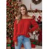 image:imageEVALESS Womens Tops Off The Shoulder Blouses for Women Dressy Casual Cute Puff Sleeve T Shirts Fashion 2026Fiery Red