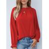 image:imageEVALESS Womens Tops Off The Shoulder Blouses for Women Dressy Casual Cute Puff Sleeve T Shirts Fashion 2026Fiery Red