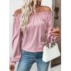 image:imageEVALESS Womens Tops Off The Shoulder Blouses for Women Dressy Casual Cute Puff Sleeve T Shirts Fashion 2026Light Pink