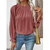 image:imageEVALESS Womens Tops Off The Shoulder Blouses for Women Dressy Casual Cute Puff Sleeve T Shirts Fashion 2026Mineral Red