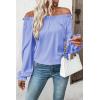 image:imageEVALESS Womens Tops Off The Shoulder Blouses for Women Dressy Casual Cute Puff Sleeve T Shirts Fashion 2026Sky Blue