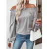 image:imageEVALESS Womens Tops Off The Shoulder Blouses for Women Dressy Casual Cute Puff Sleeve T Shirts Fashion 2026Sleet