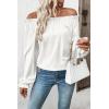 image:imageEVALESS Womens Tops Off The Shoulder Blouses for Women Dressy Casual Cute Puff Sleeve T Shirts Fashion 2026White
