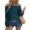 image:imageEVALESS Womens Tops Off The Shoulder Blouses for Women Dressy Casual Cute Puff Sleeve T Shirts Fashion 2026Azure