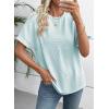 image:imageEVALESS Short Sleeve Shirts for Women Casual Spring Summer Tops Ribbed Knit Striped Womens Tops Crewneck Loose Fit T ShirtsBeau Blue