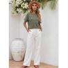 image:imageEVALESS Short Sleeve Shirts for Women Casual Spring Summer Tops Ribbed Knit Striped Womens Tops Crewneck Loose Fit T ShirtsBlackish Green