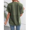 image:imageEVALESS Short Sleeve Shirts for Women Casual Spring Summer Tops Ribbed Knit Striped Womens Tops Crewneck Loose Fit T ShirtsBlackish Green