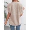 image:imageEVALESS Short Sleeve Shirts for Women Casual Spring Summer Tops Ribbed Knit Striped Womens Tops Crewneck Loose Fit T ShirtsLight Khaki