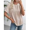 image:imageEVALESS Short Sleeve Shirts for Women Casual Spring Summer Tops Ribbed Knit Striped Womens Tops Crewneck Loose Fit T ShirtsLight Khaki