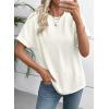 image:imageEVALESS Short Sleeve Shirts for Women Casual Spring Summer Tops Ribbed Knit Striped Womens Tops Crewneck Loose Fit T ShirtsWhite