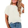 image:imageEVALESS Short Sleeve Shirts for Women Casual Spring Summer Tops Ribbed Knit Striped Womens Tops Crewneck Loose Fit T ShirtsWhite