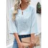image:imageEVALESS Boho Tops for Women Blouses Dressy Casual V Neck 34 Sleeve Shirts Spring Outfits Trendy Vacation ClothesBeau Blue