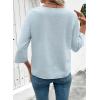 image:imageEVALESS Boho Tops for Women Blouses Dressy Casual V Neck 34 Sleeve Shirts Spring Outfits Trendy Vacation ClothesBeau Blue