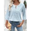 image:imageEVALESS Boho Tops for Women Blouses Dressy Casual V Neck 34 Sleeve Shirts Spring Outfits Trendy Vacation ClothesBeau Blue