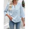 image:imageEVALESS Boho Tops for Women Blouses Dressy Casual V Neck 34 Sleeve Shirts Spring Outfits Trendy Vacation ClothesBeau Blue
