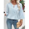 image:imageEVALESS Boho Tops for Women Blouses Dressy Casual V Neck 34 Sleeve Shirts Spring Outfits Trendy Vacation ClothesBeau Blue