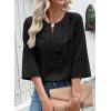 image:imageEVALESS Boho Tops for Women Blouses Dressy Casual V Neck 34 Sleeve Shirts Spring Outfits Trendy Vacation ClothesBlack