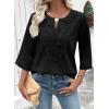 image:imageEVALESS Boho Tops for Women Blouses Dressy Casual V Neck 34 Sleeve Shirts Spring Outfits Trendy Vacation ClothesBlack