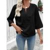 image:imageEVALESS Boho Tops for Women Blouses Dressy Casual V Neck 34 Sleeve Shirts Spring Outfits Trendy Vacation ClothesBlack