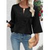 image:imageEVALESS Boho Tops for Women Blouses Dressy Casual V Neck 34 Sleeve Shirts Spring Outfits Trendy Vacation ClothesBlack