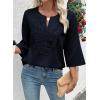 image:imageEVALESS Boho Tops for Women Blouses Dressy Casual V Neck 34 Sleeve Shirts Spring Outfits Trendy Vacation ClothesNavy Blue