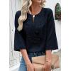 image:imageEVALESS Boho Tops for Women Blouses Dressy Casual V Neck 34 Sleeve Shirts Spring Outfits Trendy Vacation ClothesNavy Blue