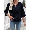image:imageEVALESS Boho Tops for Women Blouses Dressy Casual V Neck 34 Sleeve Shirts Spring Outfits Trendy Vacation ClothesNavy Blue