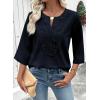image:imageEVALESS Boho Tops for Women Blouses Dressy Casual V Neck 34 Sleeve Shirts Spring Outfits Trendy Vacation ClothesNavy Blue
