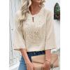 image:imageEVALESS Boho Tops for Women Blouses Dressy Casual V Neck 34 Sleeve Shirts Spring Outfits Trendy Vacation ClothesParchment
