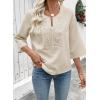 image:imageEVALESS Boho Tops for Women Blouses Dressy Casual V Neck 34 Sleeve Shirts Spring Outfits Trendy Vacation ClothesParchment
