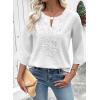 image:imageEVALESS Boho Tops for Women Blouses Dressy Casual V Neck 34 Sleeve Shirts Spring Outfits Trendy Vacation ClothesWhite