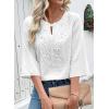 image:imageEVALESS Boho Tops for Women Blouses Dressy Casual V Neck 34 Sleeve Shirts Spring Outfits Trendy Vacation ClothesWhite