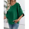 image:imageEVALESS 34 Length Sleeve Womens Tops Dressy Casual Blouses Crewneck Ruffle Sleeve Shirts Spring Outfits Business Work TopsDark Green