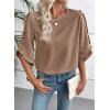 image:imageEVALESS 34 Length Sleeve Womens Tops Dressy Casual Blouses Crewneck Ruffle Sleeve Shirts Spring Outfits Business Work TopsKhaki