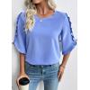 image:imageEVALESS 34 Length Sleeve Womens Tops Dressy Casual Blouses Crewneck Ruffle Sleeve Shirts Spring Outfits Business Work TopsSky Blue