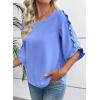 image:imageEVALESS 34 Length Sleeve Womens Tops Dressy Casual Blouses Crewneck Ruffle Sleeve Shirts Spring Outfits Business Work TopsSky Blue